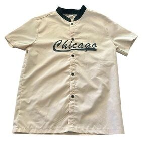 Shein Jersey Style Short Sleeve Button Up Shirt - Youth Size 13-14 - Chicago